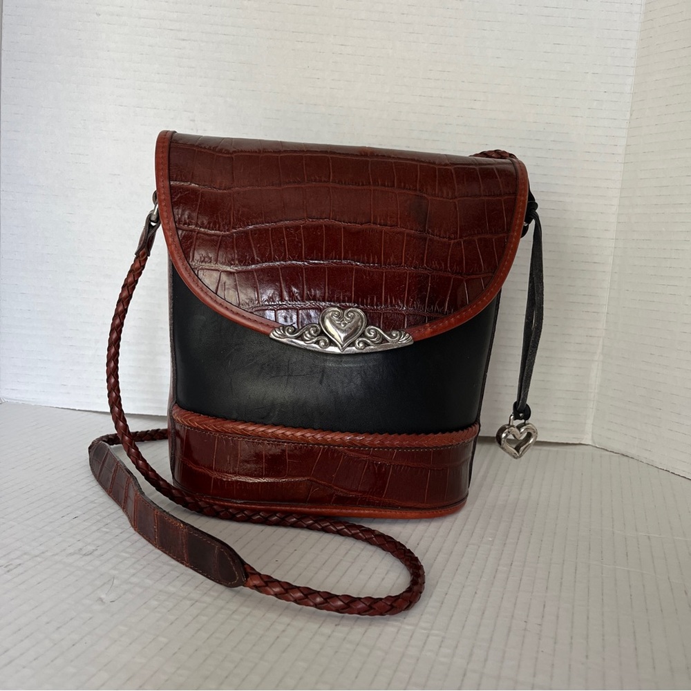 Vintage Brighton leather croc bucket crossbody